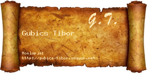 Gubics Tibor névjegykártya